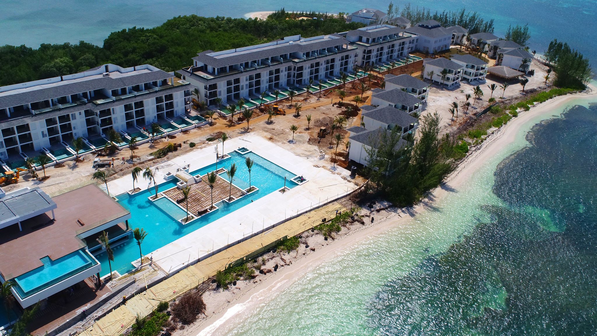 Overview of a resort on a private peninsula in Jamaica