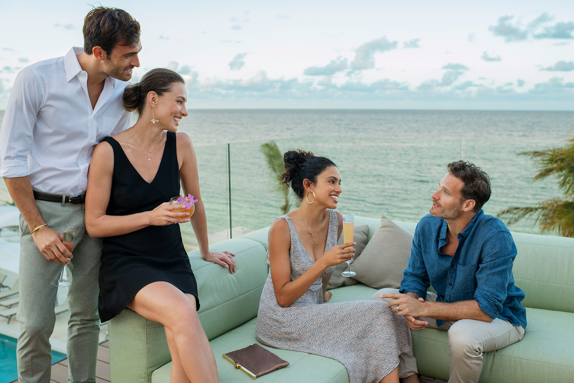Couple socializing in Jamaica in the peak season.