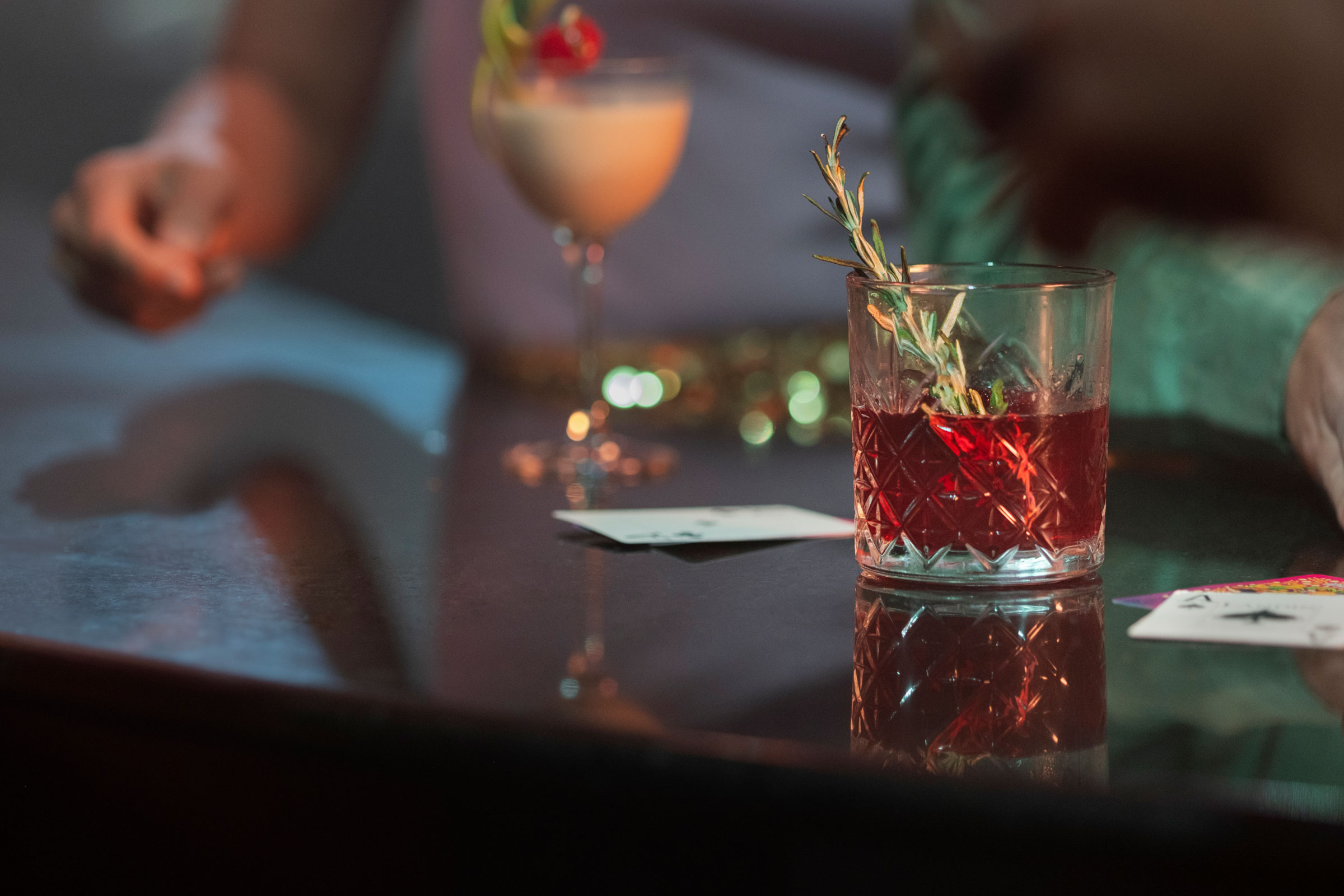 Cocktails being served in a hidden bar in Cancun Cocktails being served in a hidden bar in Cancun