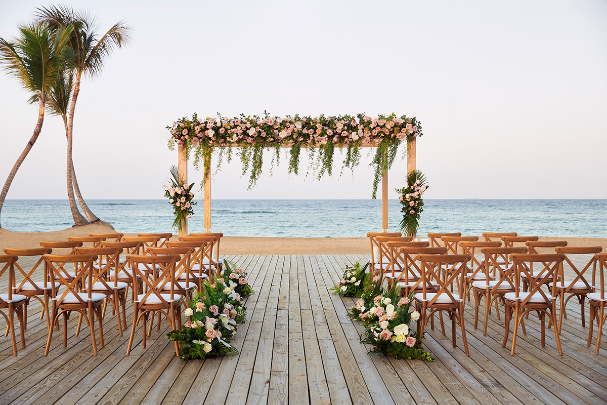 Tropical gazebo by the beach for a wedding in Finest Punta Cana
