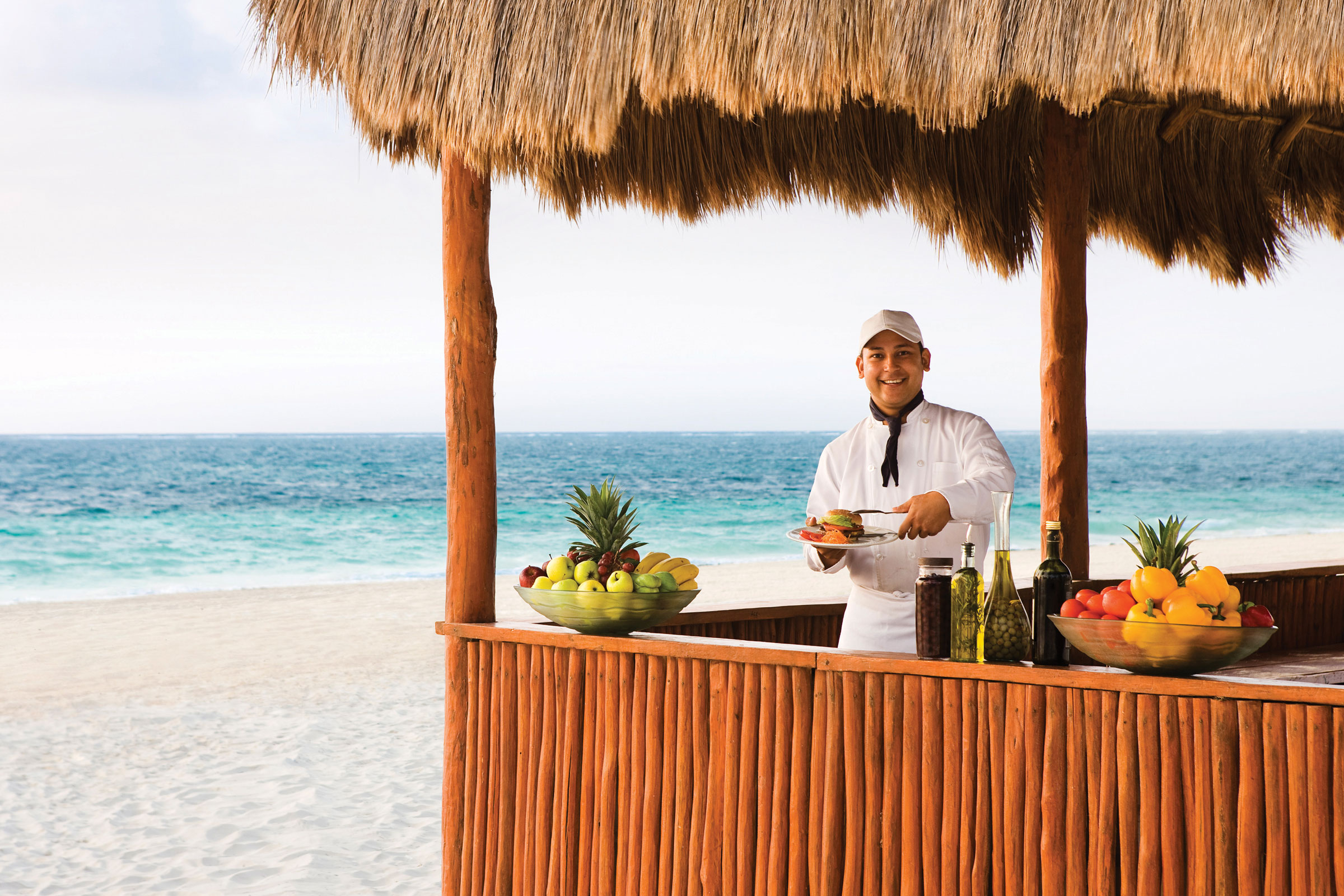 Las Olas Casual Restaurant on the beach at Excellence Playa Mujeres